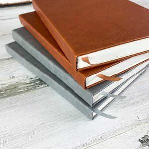 Grey Vegan Leather Covered Journal Notebook